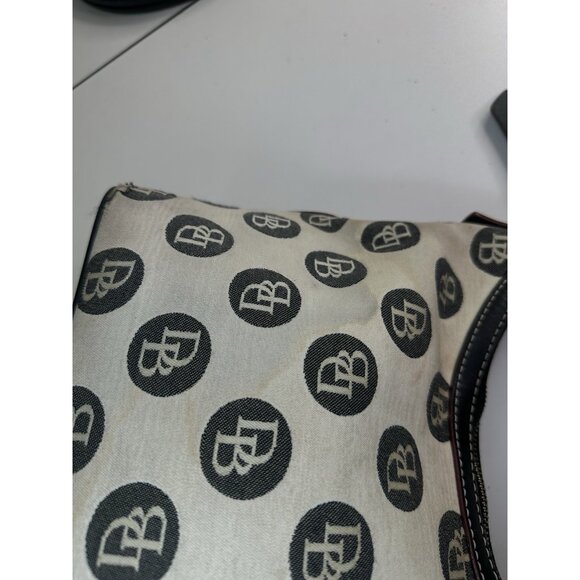 DAMAGED For parts - DOONEY & BOURKE Beige Black Circle Hobo Purse Shoulder L - Picture 10 of 14
